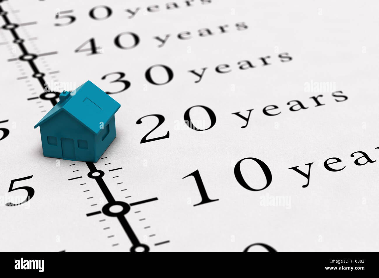 Real estate concept. Conceptual illustration for mortgage time or loan duration. Stock Photo