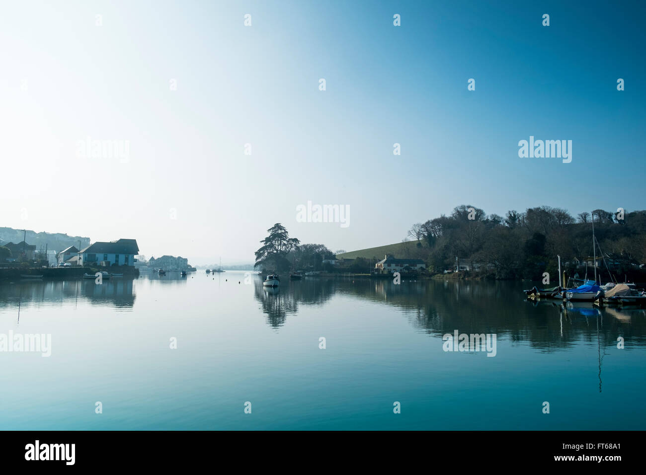 Early morning light on the Kingsbridge Estuary. Kingsbridge, Devon. UK Stock Photo