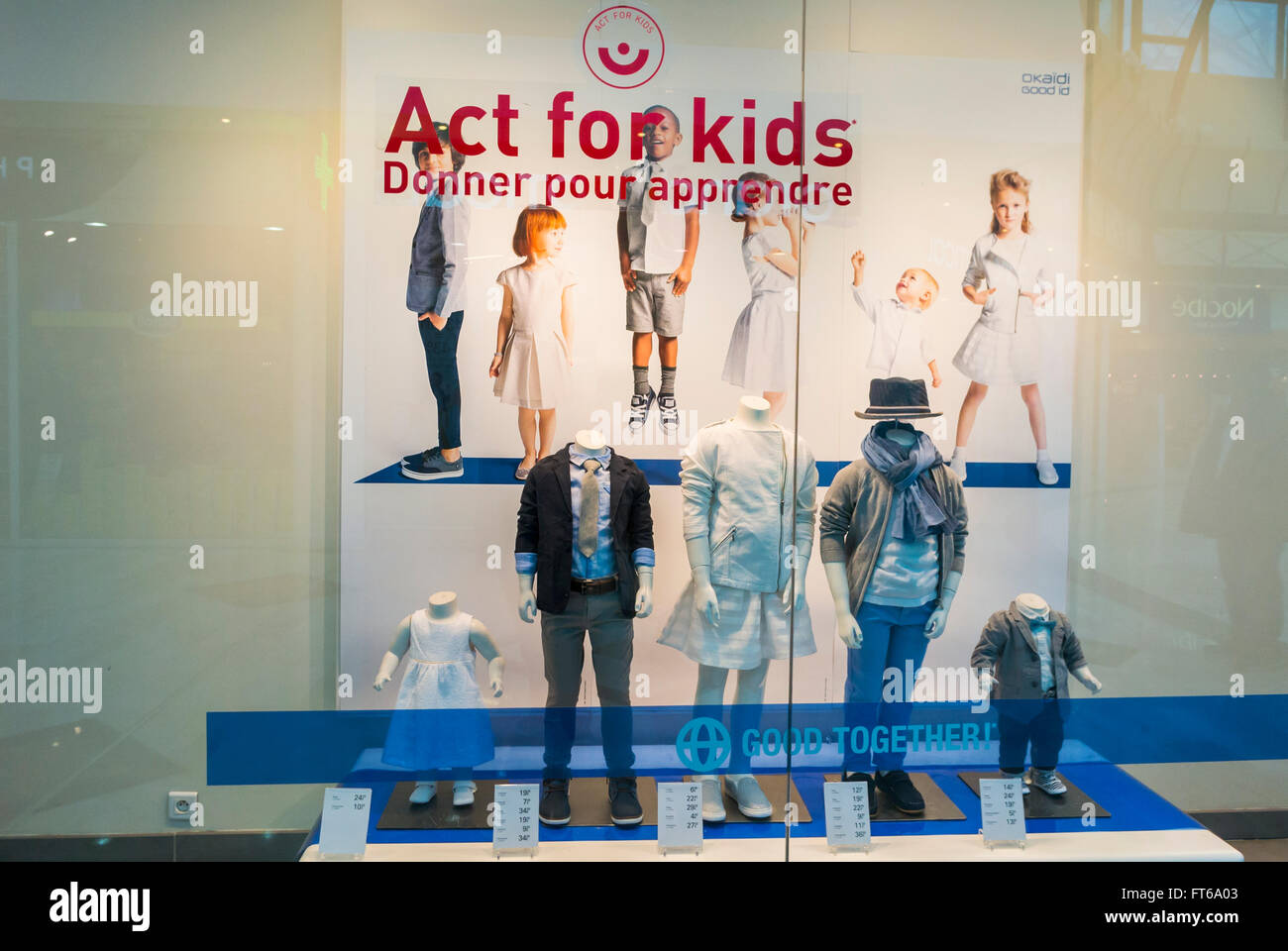 Paris, France, Shop Window, French Children's CLothing Store DIsplay