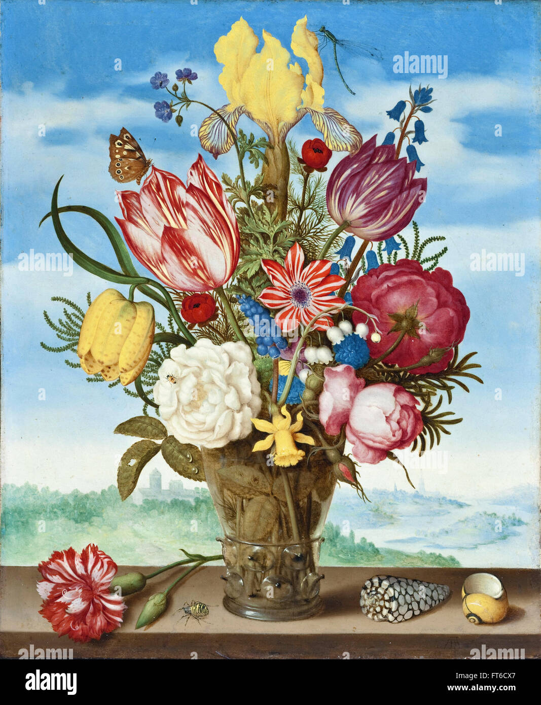Ambrosius Bosschaert - Bouquet of Flowers on a Ledge -  Los Angeles County Museum of Art Stock Photo
