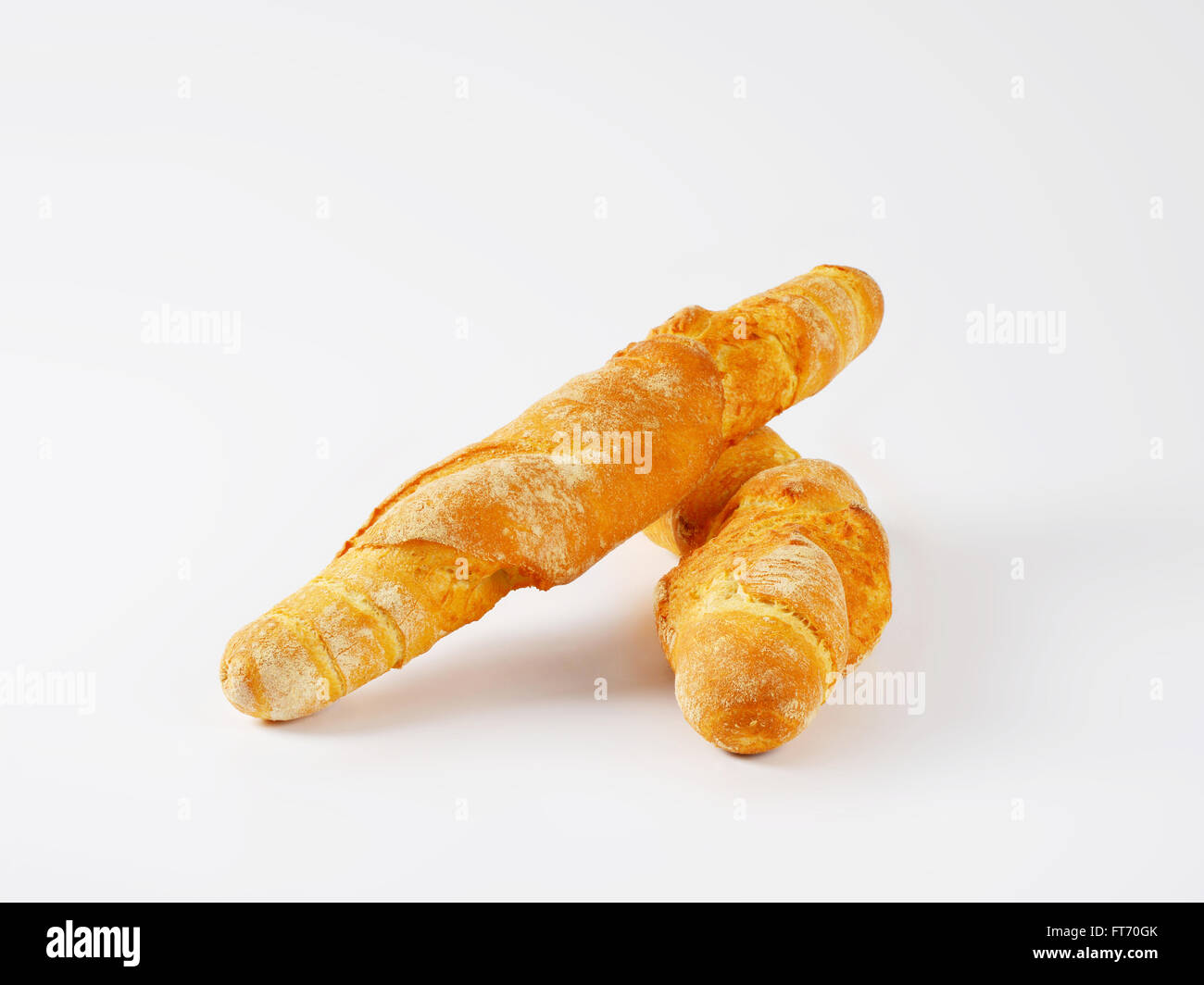 two long thin loaves of French bread Stock Photo Alamy