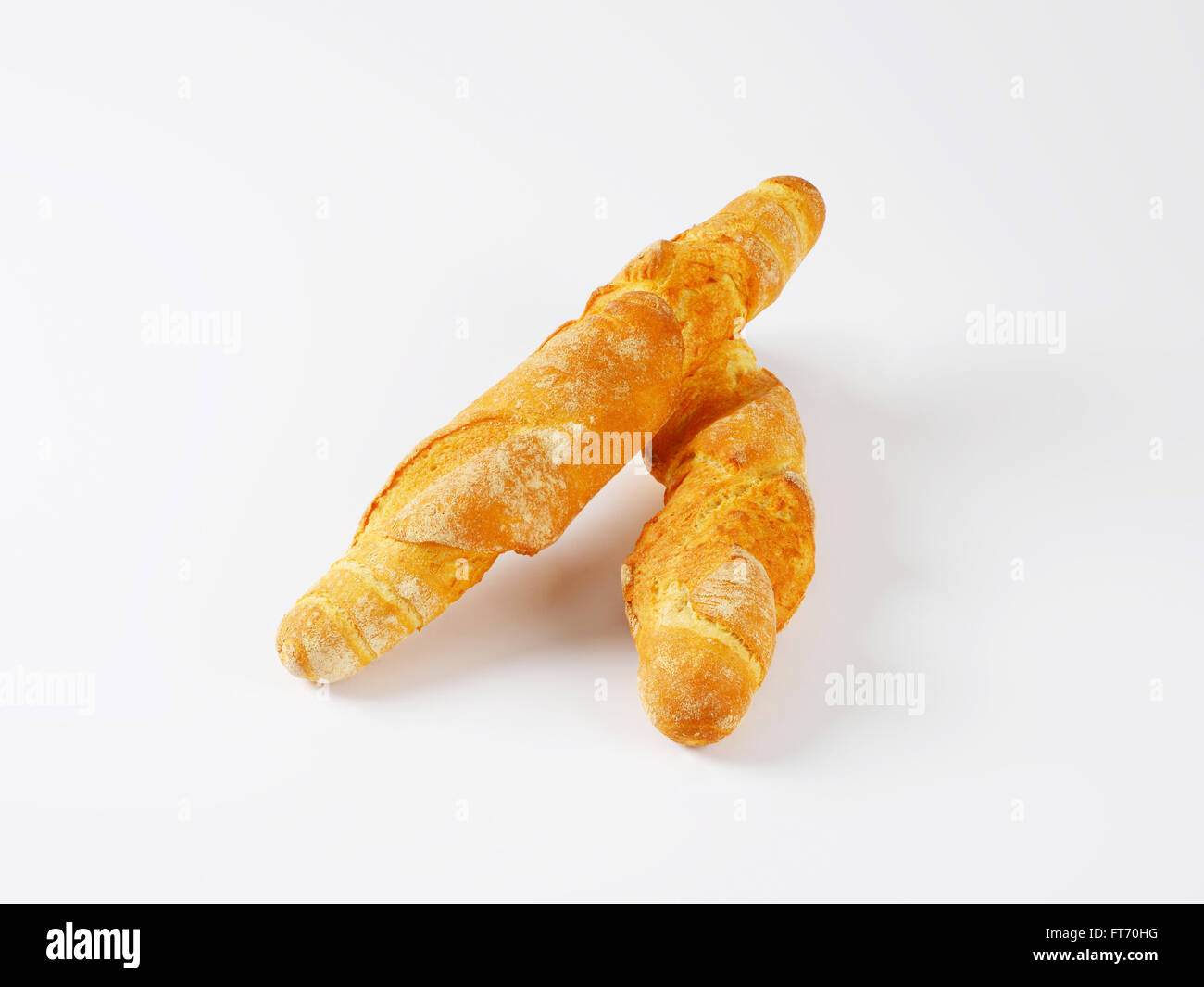 two long thin loaves of French bread Stock Photo Alamy
