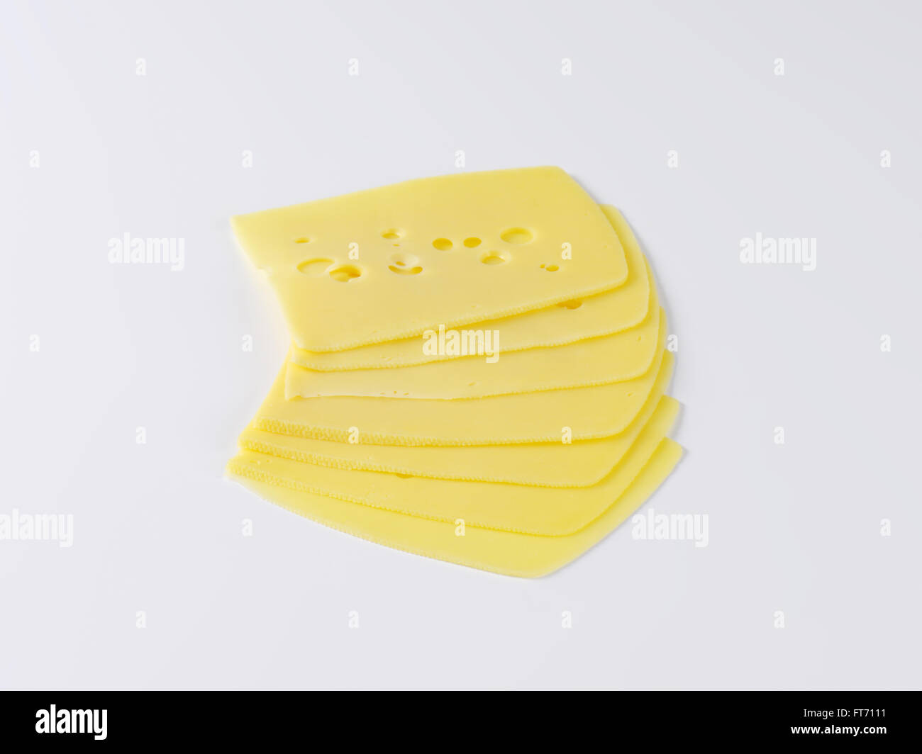 thin slices of emmental cheese Stock Photo