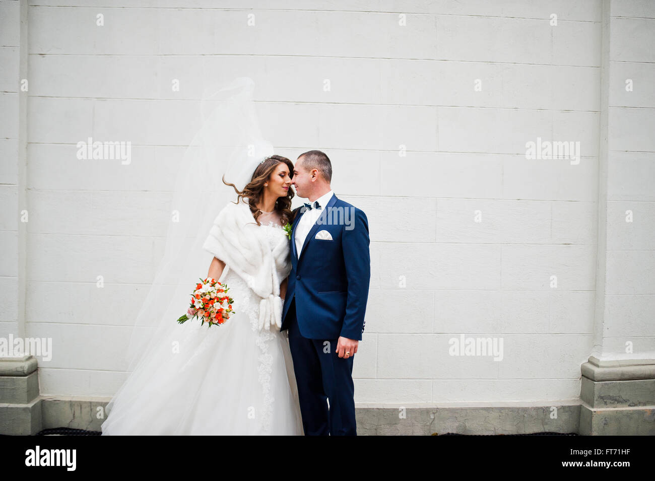 Wedding couple background white big wall Stock Photo - Alamy