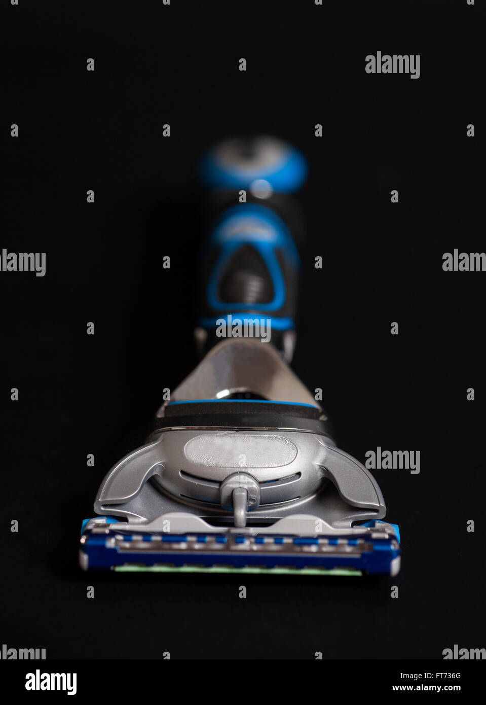 Safety razor on black background Stock Photo - Alamy