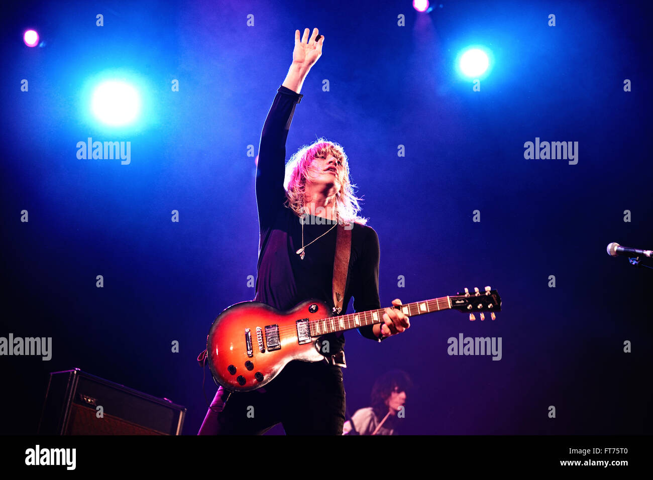 BILBAO, SPAIN - OCT 31: Go Go Berlin (band) live performance at Bime Festival on October 31, 2014 in Bilbao, Spain. Stock Photo