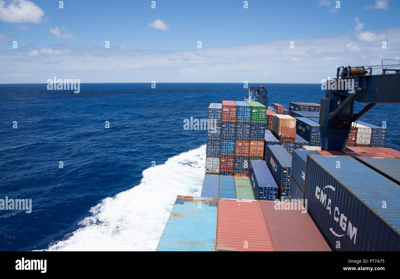 Corte Real cargo ship en route from Kelang Port in Kuala Lumpur to Southampton Stock Photo