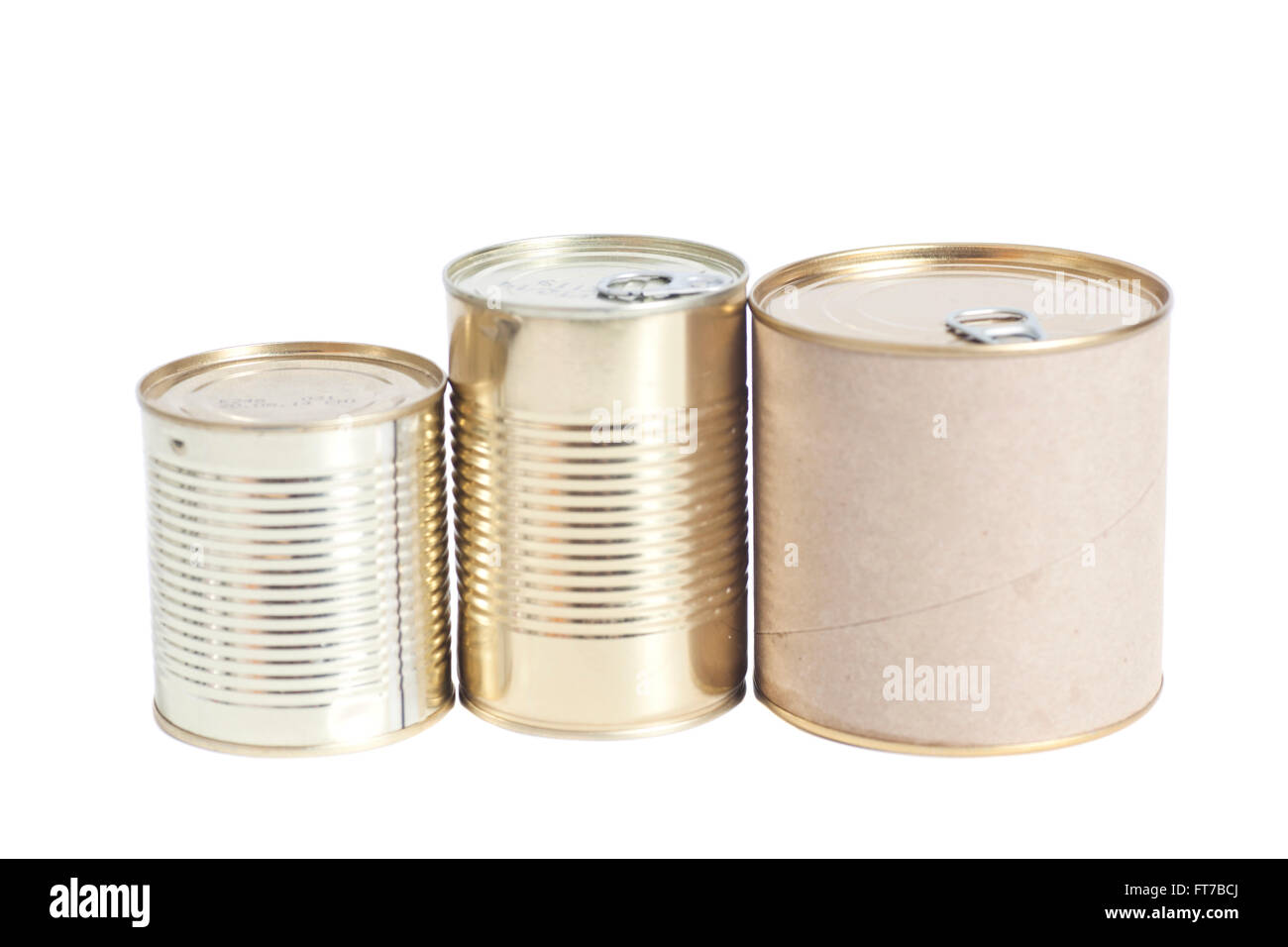 sealed metal cans isolated on white background Stock Photo Alamy