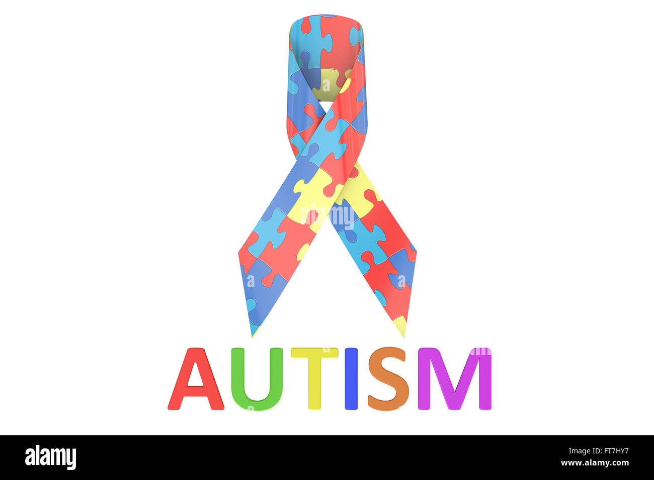 Autism concept with colored puzzles, 3D rendering Stock Photo
