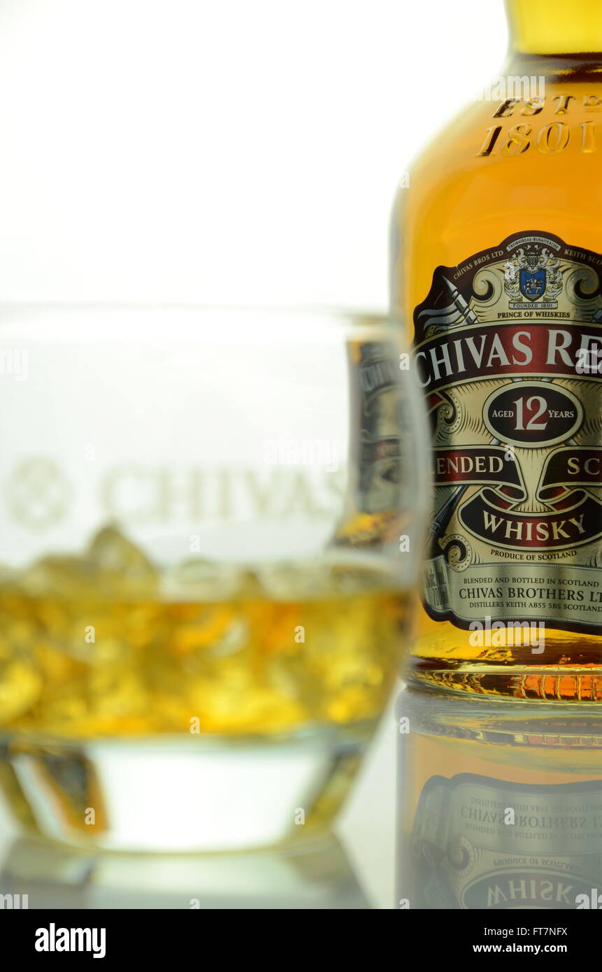 Chivas Regal whisky isolated on white background. Stock Photo