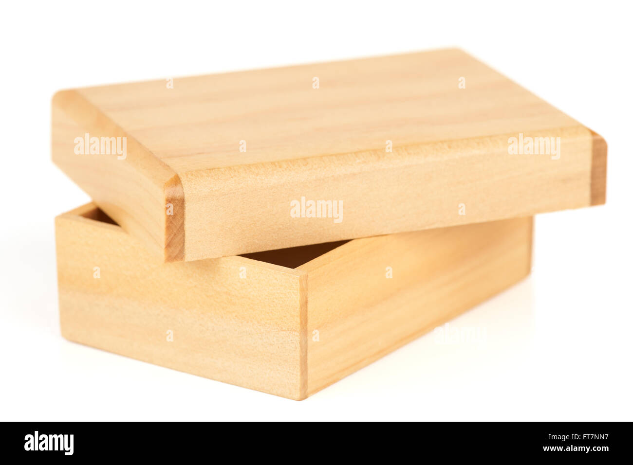 Small wooden box isolated on white background Stock Photo