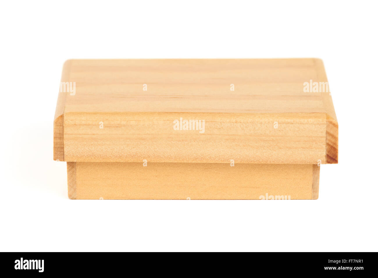 Small closed wooden box isolated on white background Stock Photo