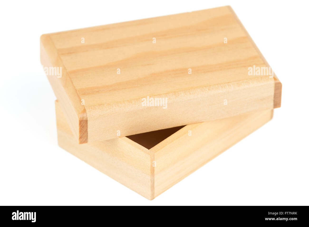 One small wooden box isolated on white background Stock Photo