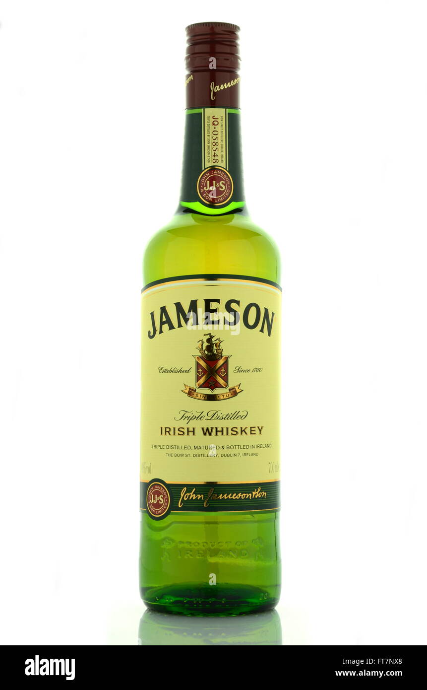 Jameson whiskey isolated on white background Stock Photo Alamy