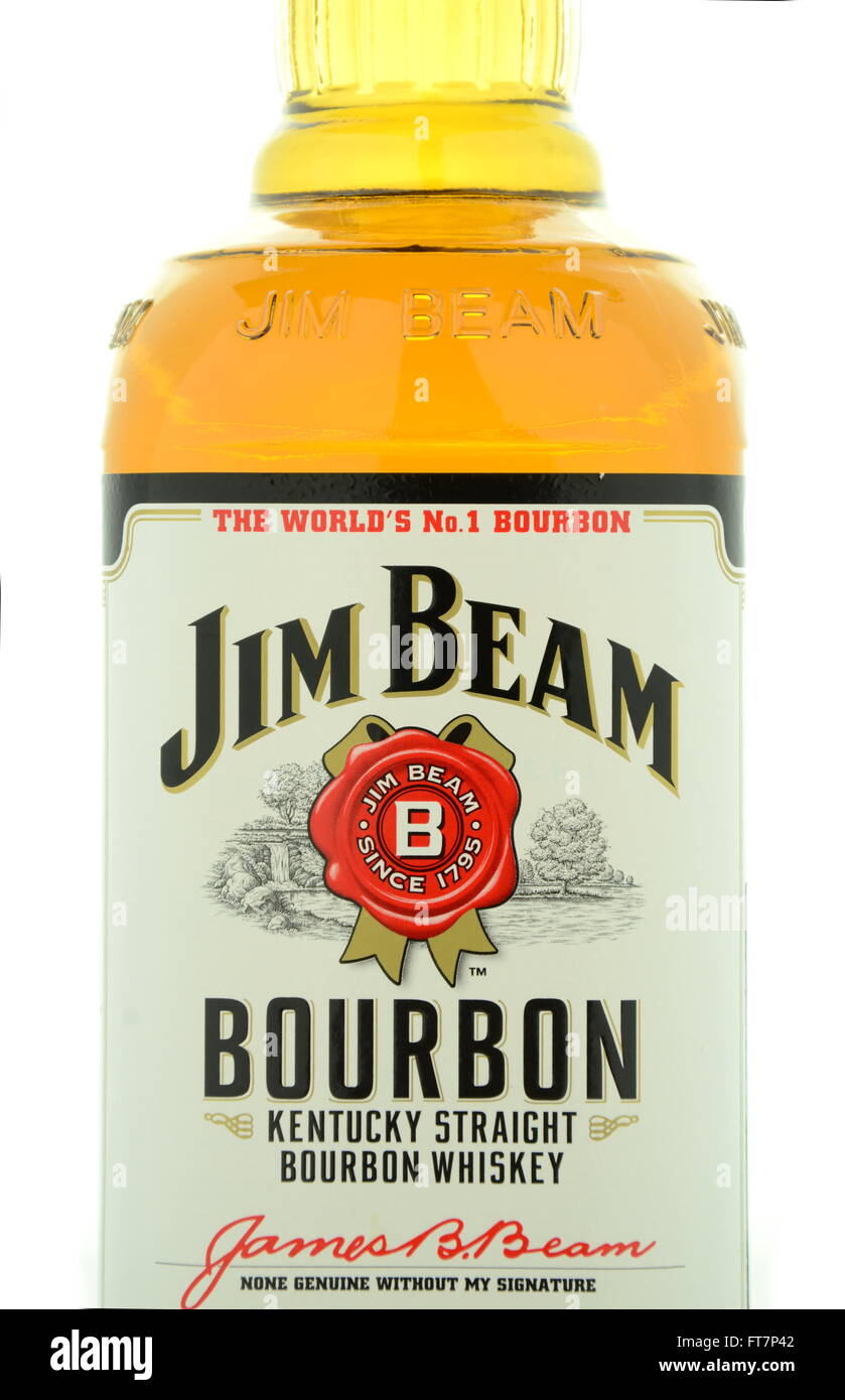 Jim Beam bourbon whiskey isolated on white background Stock Photo Alamy