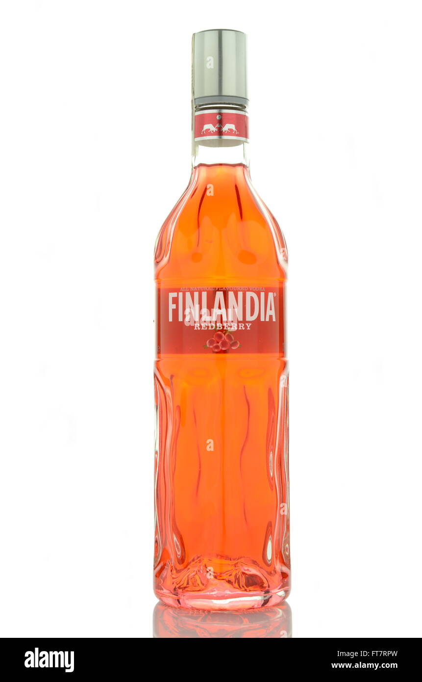 Finlandia redberry vodka isolated on white Stock Photo - Alamy