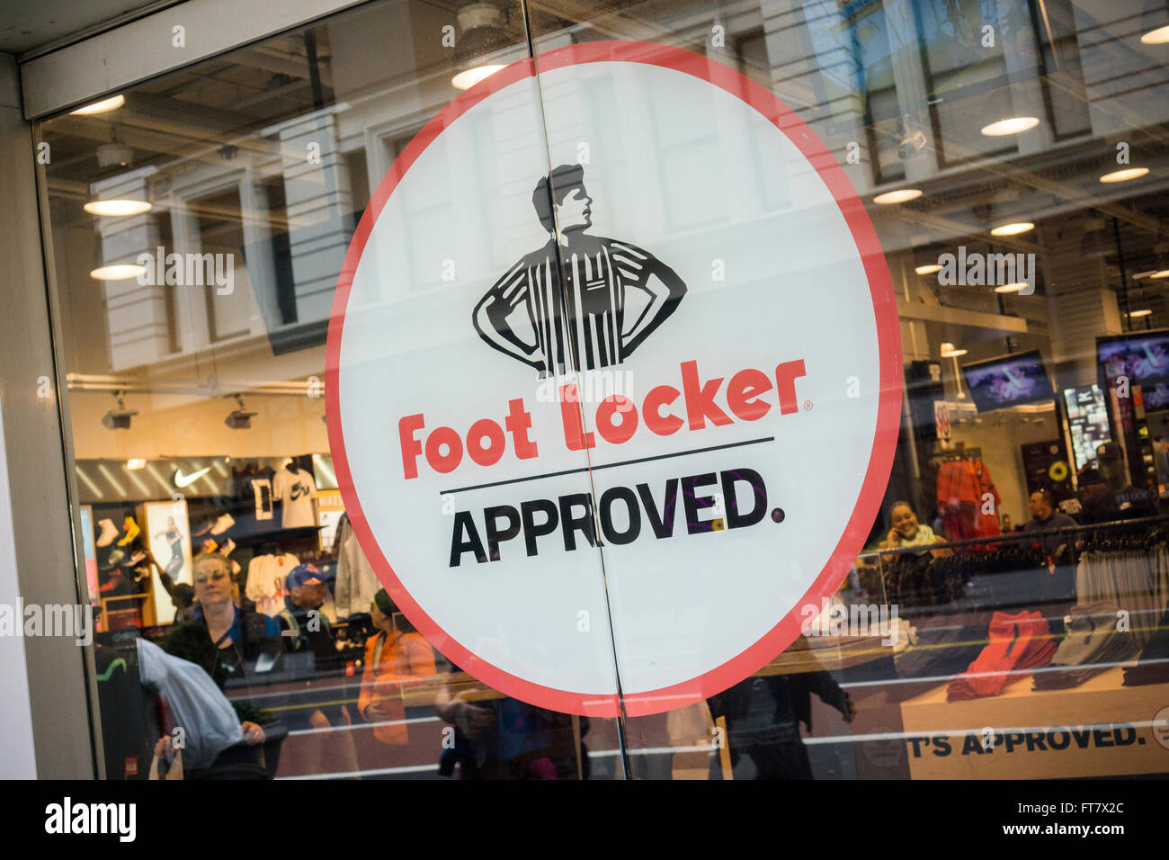 A Foot Locker store in Herlad Square in New York is seen on Friday, March 18, 2016.   (© Richard B. Levine) Stock Photo