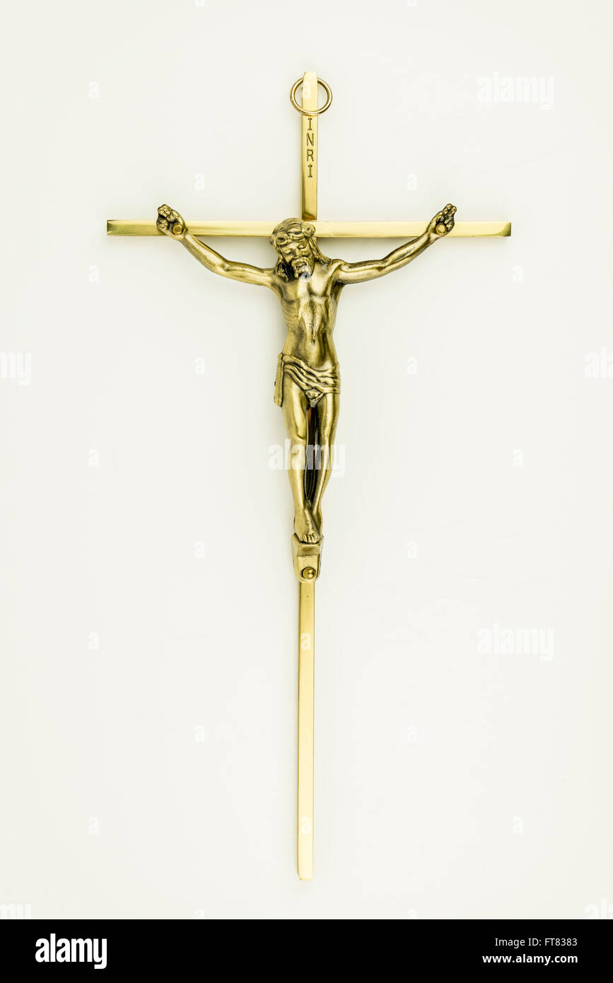 Jesus on the cross isolated on white Stock Photo - Alamy
