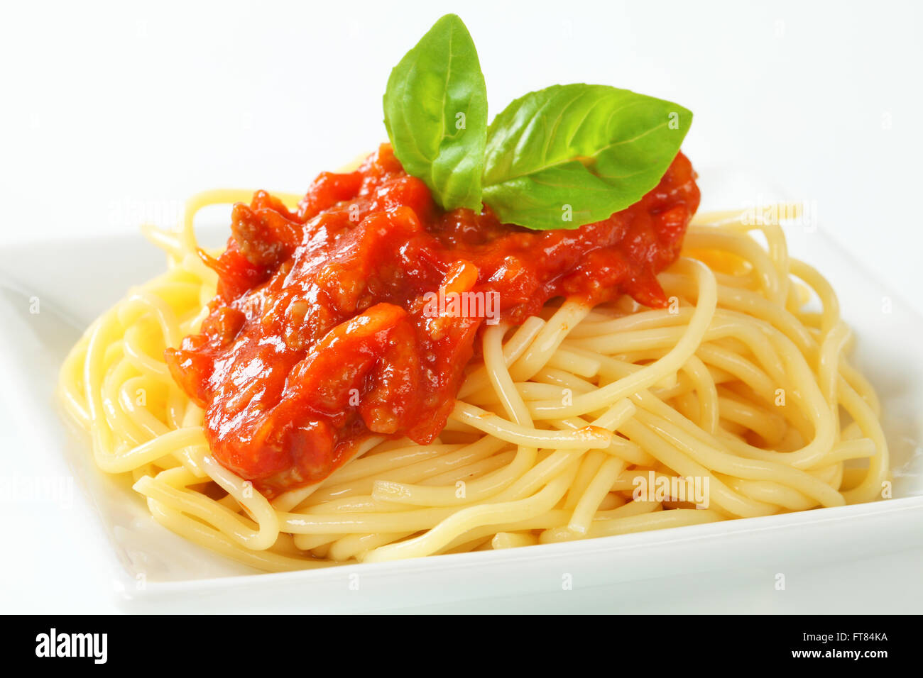 Spaghetti with sweet and sour sauce Stock Photo