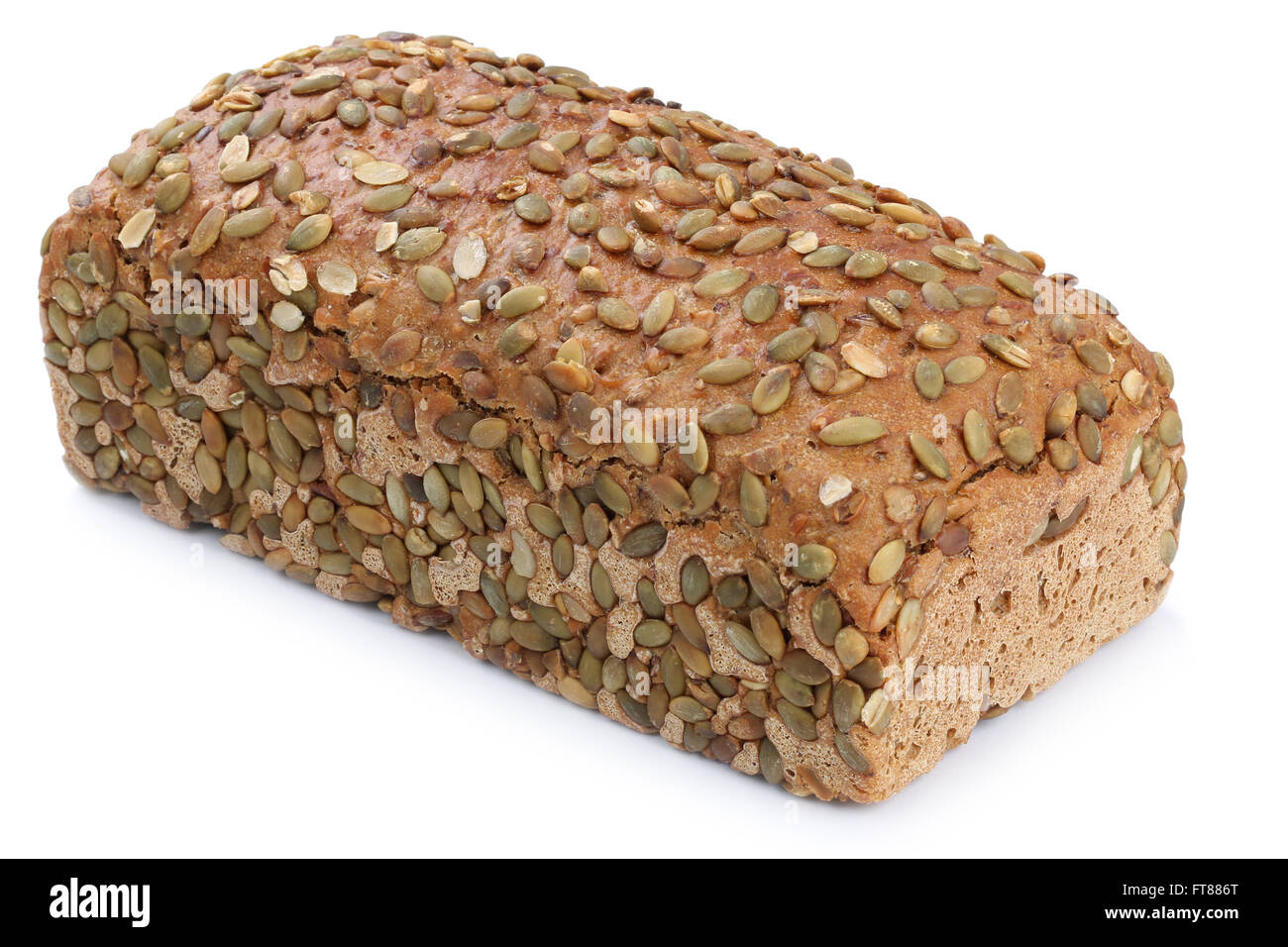 Pumpkin seed corn bread isolated on a white background bakery Stock Photo