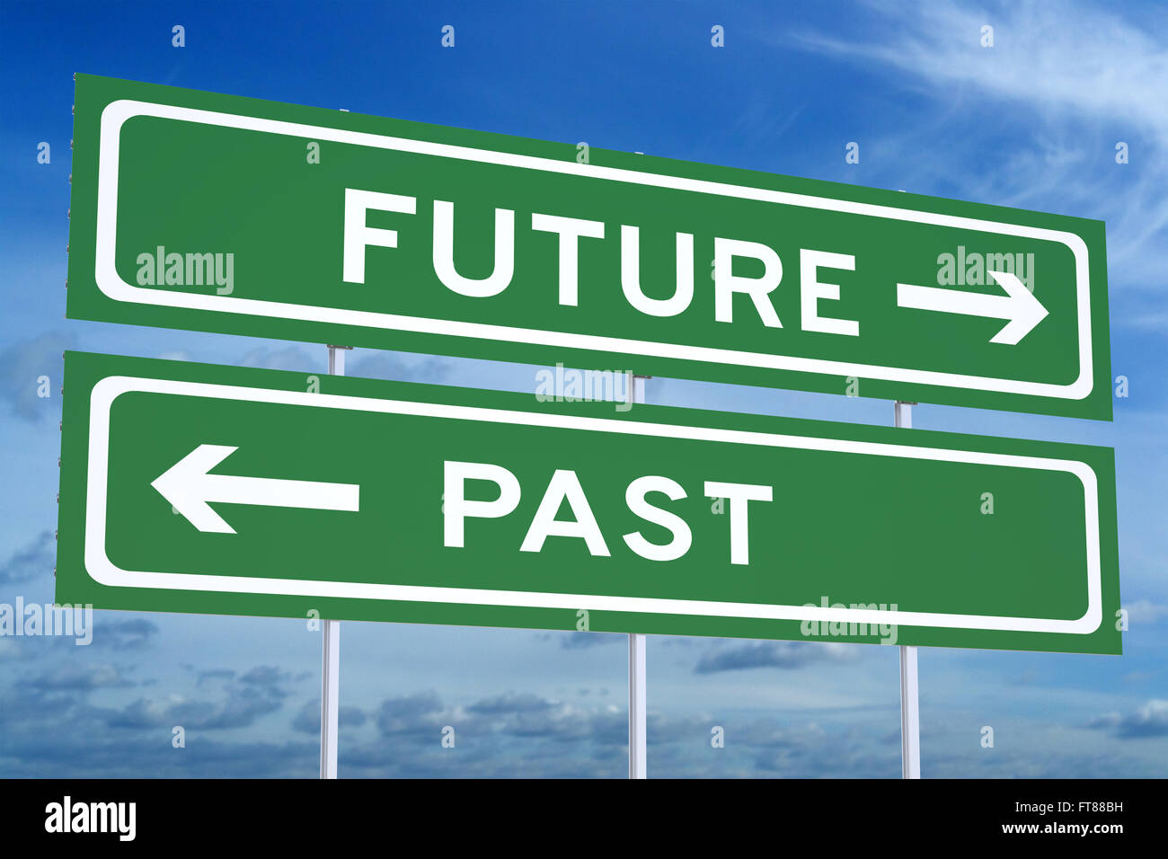 Past or Future concept on the road signpost, 3D rendering Stock Photo