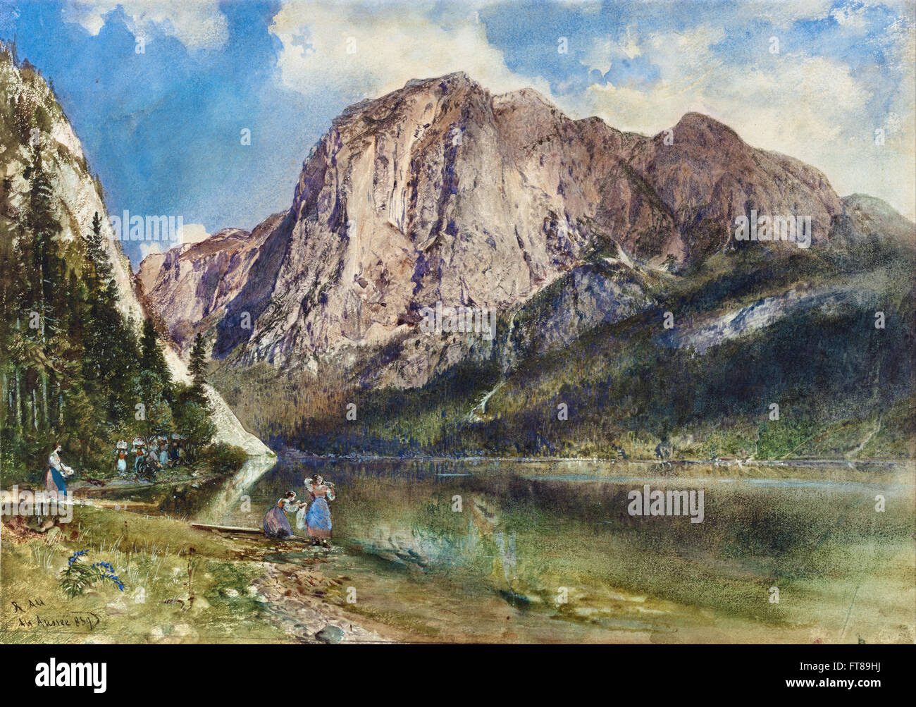 Rudolf von Alt - Altaussee Lake and Face of Mount Trissel -  Leopold Museum, Vienna Stock Photo