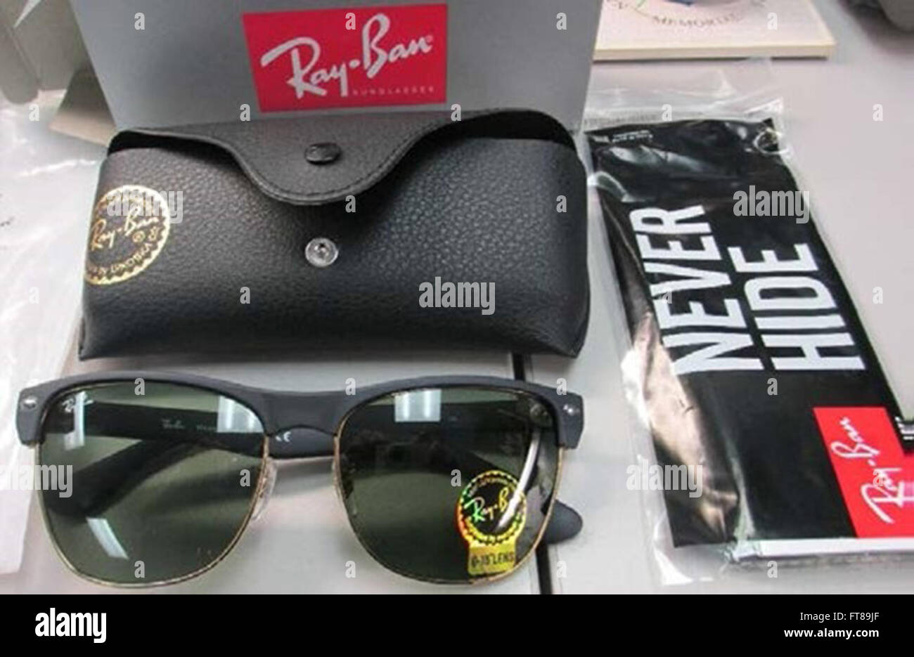 TAMPA, Fla. - U.S. Customs and Border Protection (CBP) officers in Tampa seized over 860 counterfeit Ray-Ban sunglasses arriving in a shipment from China. Photos provided by: U.S. Customs and Border Protection Stock Photo