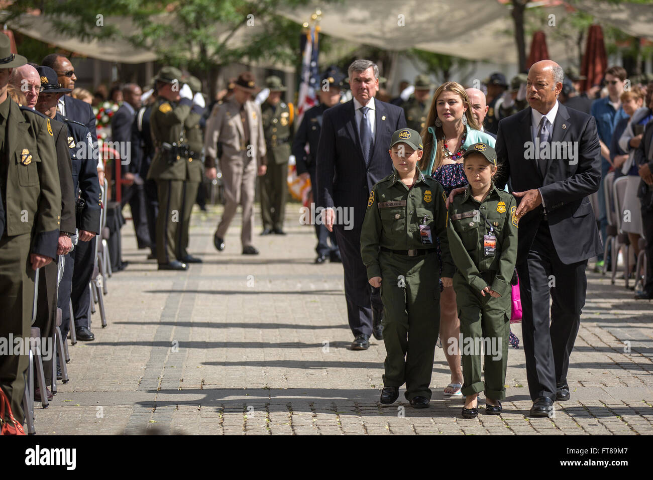 051315: Washington, D.C. - U.S. Customs and Border Protection held their annual Valor Memorial and Wreath Laying Ceremony, on a beautiful day, to honor those that have died in the line of duty this past year. Department of Homeland Security Secretary Jeh Johnson, DHS Deputy Secretary Alejandro Mayorkas, U.S. Customs and Border Protection Commissioner R. Gil Kerliowske, and CBP Deputy Commissioner Kevin McAleenan were all in attendance.   Photographer: Josh Denmark Stock Photo