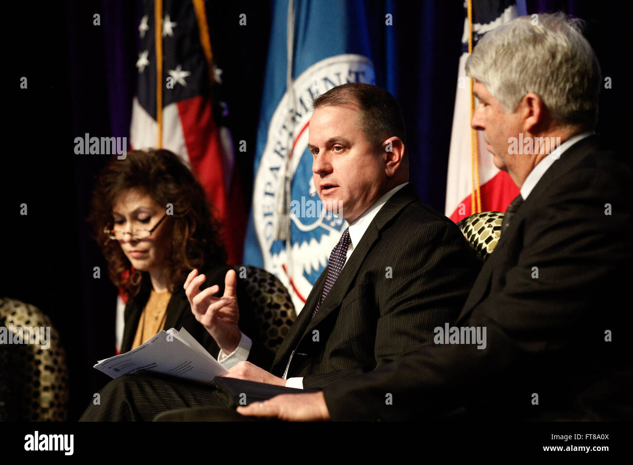Ted Sherman of Target speaks during a panel discussion titled 'Borders Reimagined' at the 2015 East Coast Trade Symposium held in Baltimore, Md., Nov. 4, 2015. (U.S. Customs and Border Protection Photo by Glenn Fawcett) Stock Photo