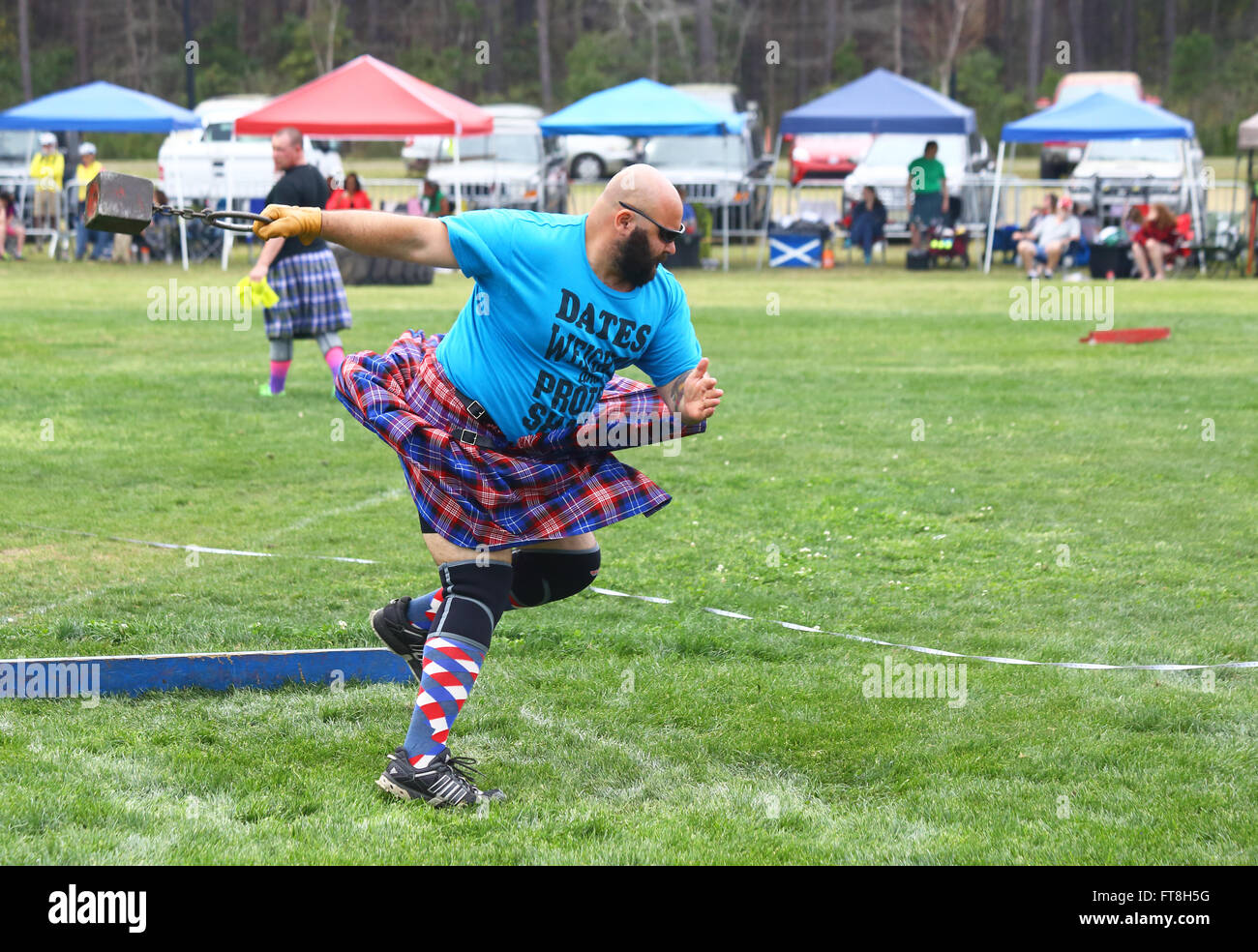 A competitor at the Inaugural Highland Games in Myrtle Beach South Carolina. Photographed March 19, 2016 at the Market Commons o Stock Photo