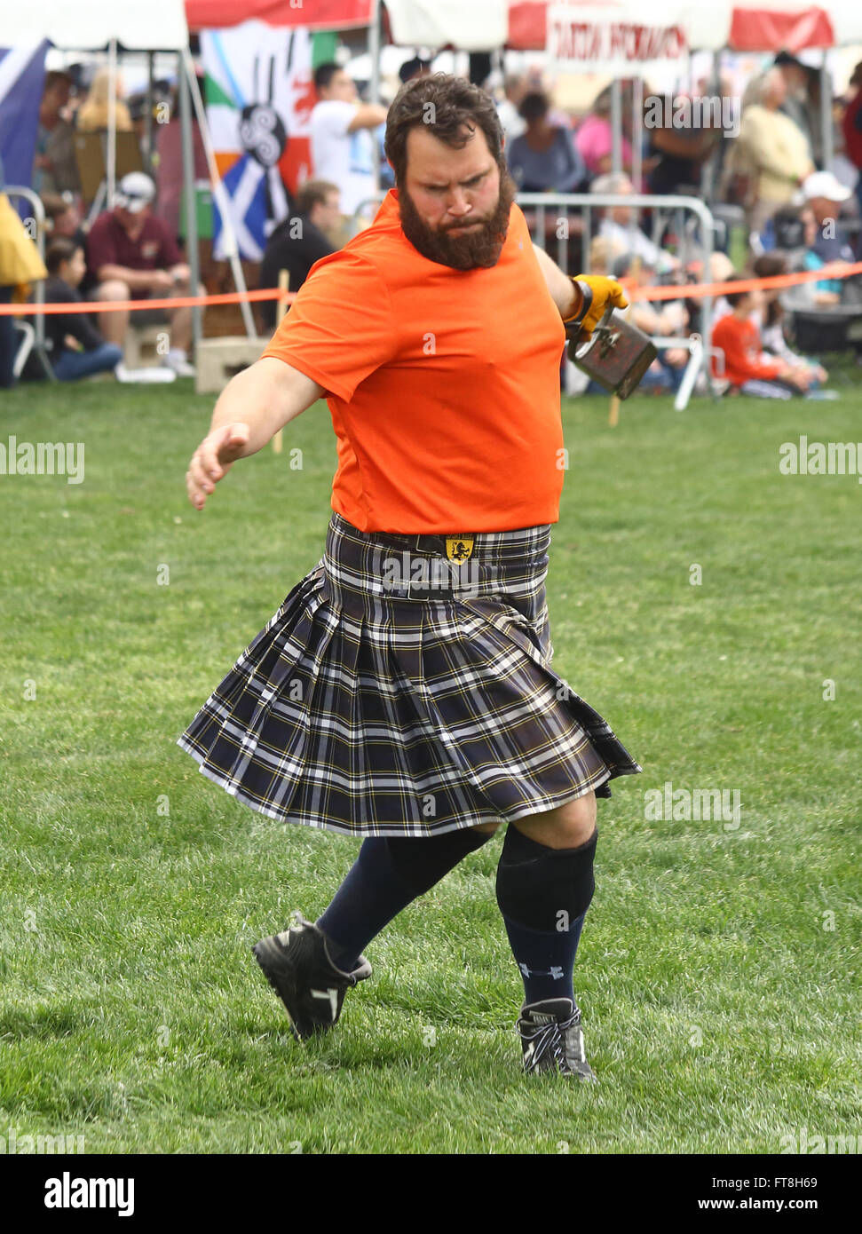 A competitor at the Inaugural Highland Games in Myrtle Beach South Carolina. Photographed March 19, 2016 at the Market Commons o Stock Photo