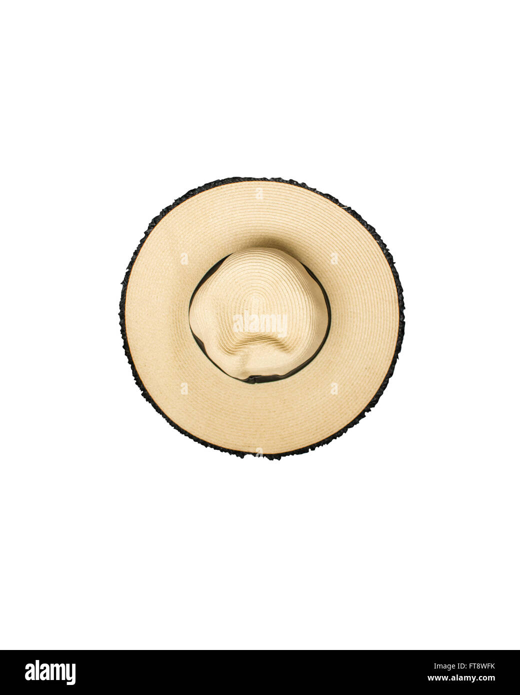 Top view of straw hat isolated on a white background Stock Photo