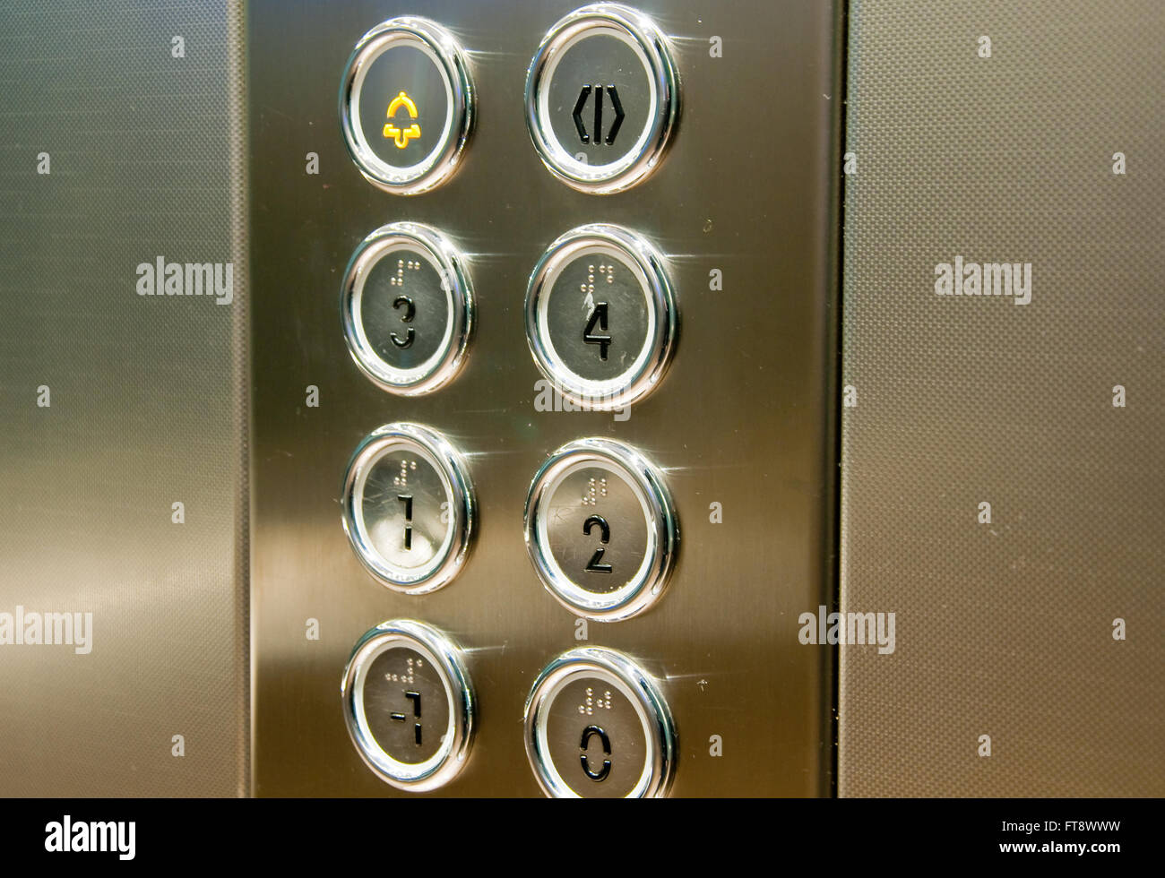 push button inside the lift,italy Stock Photo