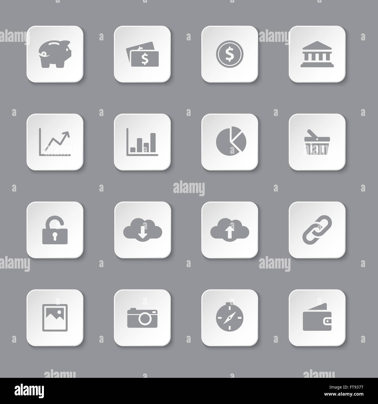 [JPEG] gray flat finance and technology icon set on rounded rectangle ...