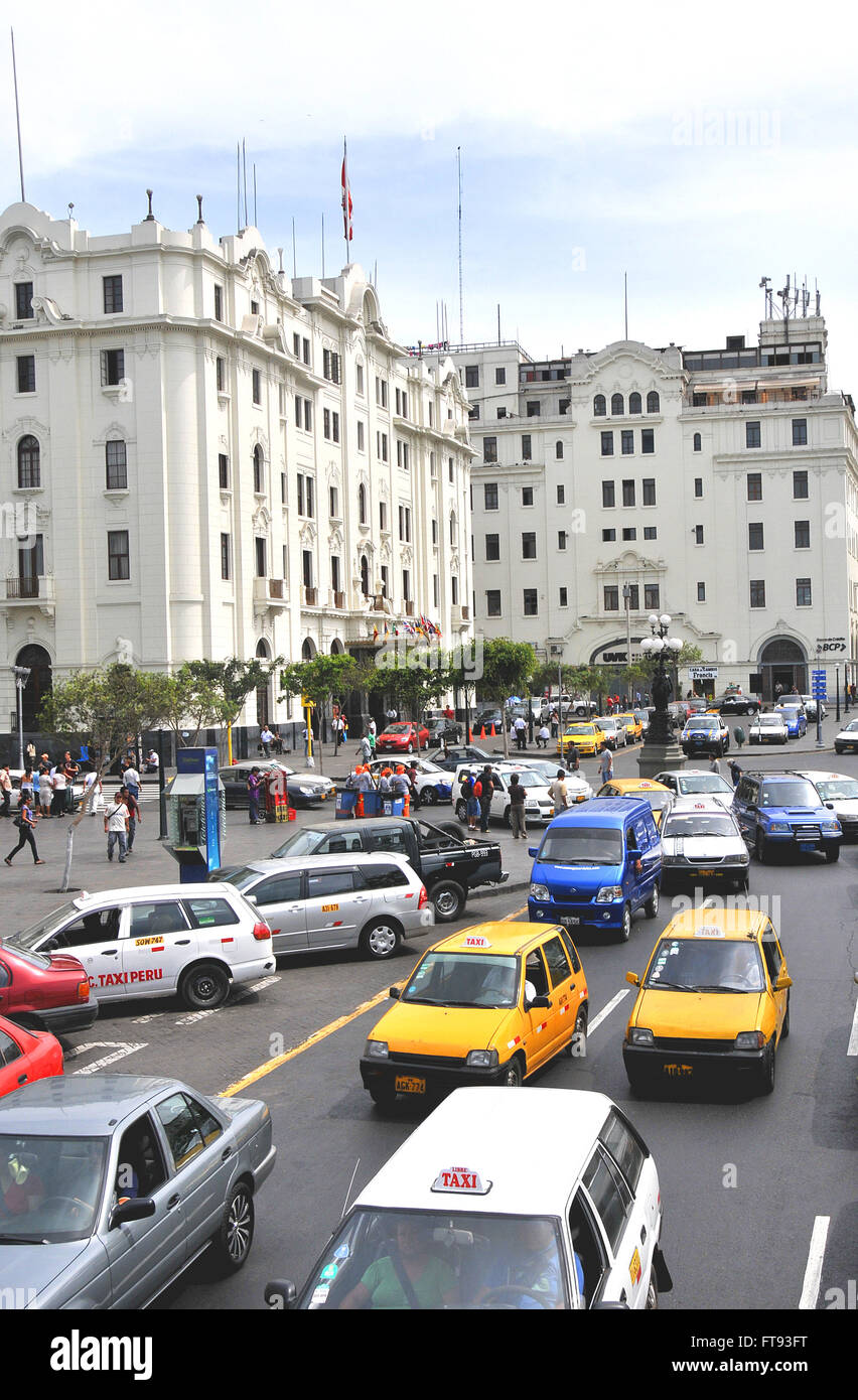 traffic jam Saint-Martin square Lima Peru Stock Photo