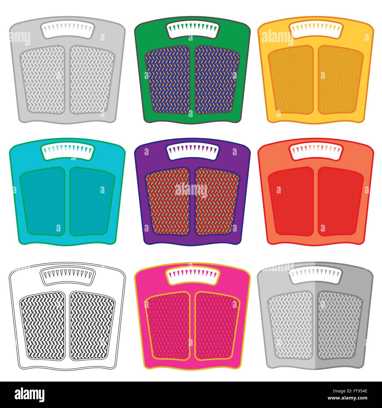 Set of Colorful Body Weigh Scales Stock Vector Image & Art Alamy