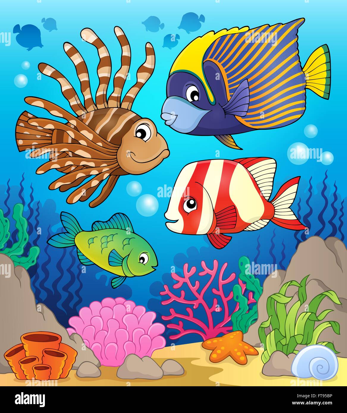 Coral reef fish theme image 1 - picture illustration Stock Photo - Alamy
