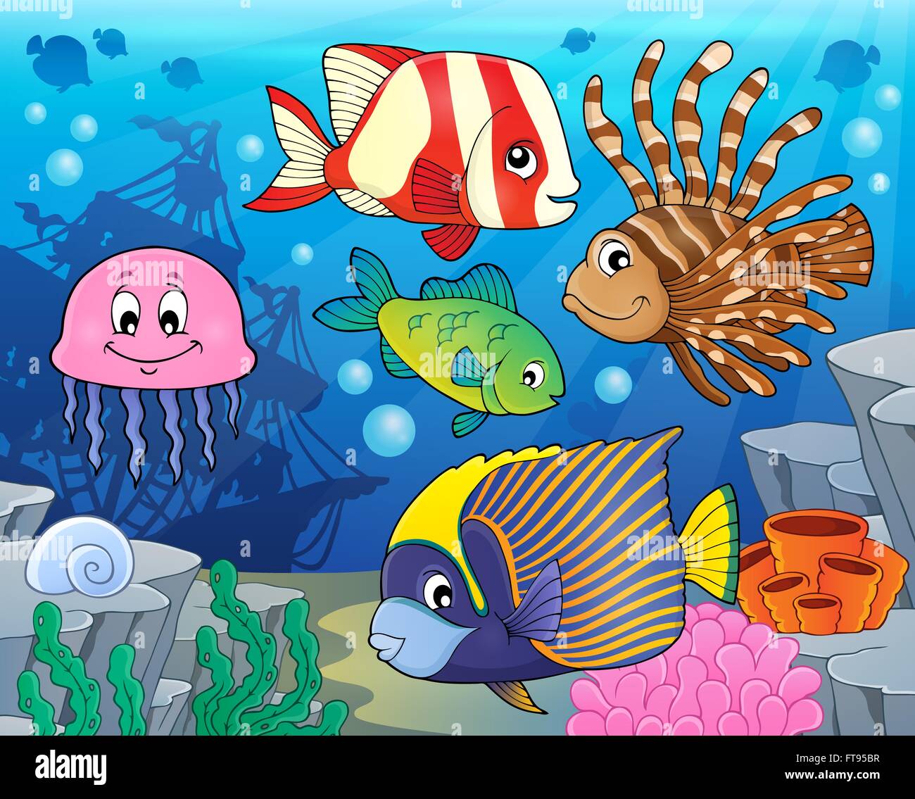 Coral reef fish theme image 2 - picture illustration Stock Photo - Alamy