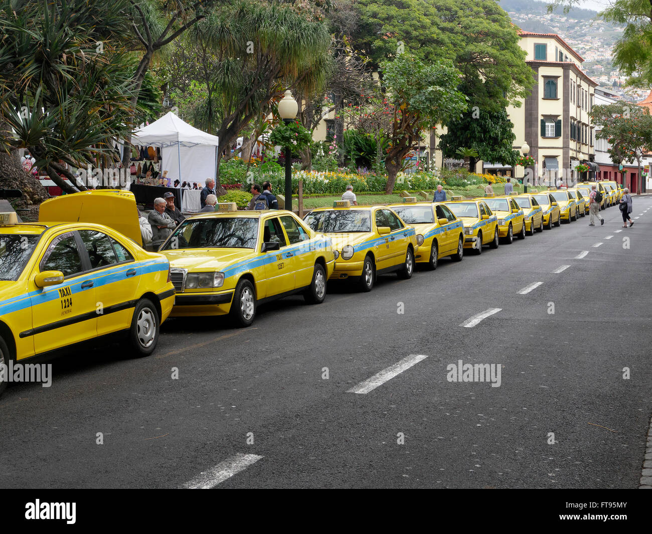 Taxis on the streets in Funchal, Madeira, March 2016 Stock Photo