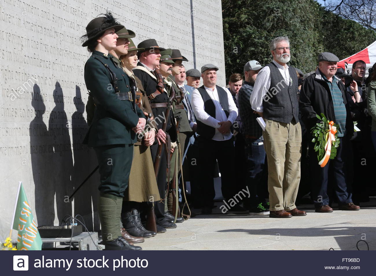 Dublin, Ireland. 25th March, 2016. Gerry Adams, President of Sinn fein, waits to deliver a speech in Dublin today as aprt of the 1916 centenary events. Credit:  reallifephotos/Alamy Live News Stock Photo