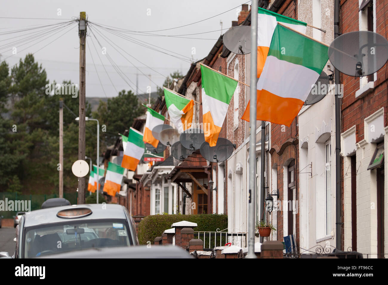 West Belfast, Ireland. 25th March, 2016. Many houses in West Belfast