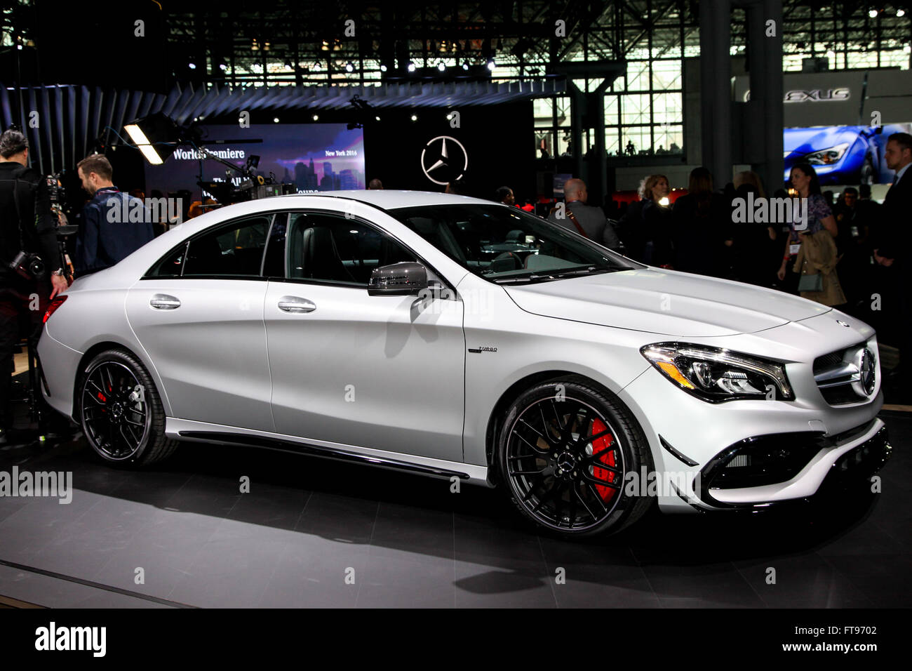 Manhattan, New York, USA. 23rd Mar, 2016. A Mercedes AMG CLA 45shown at the New York