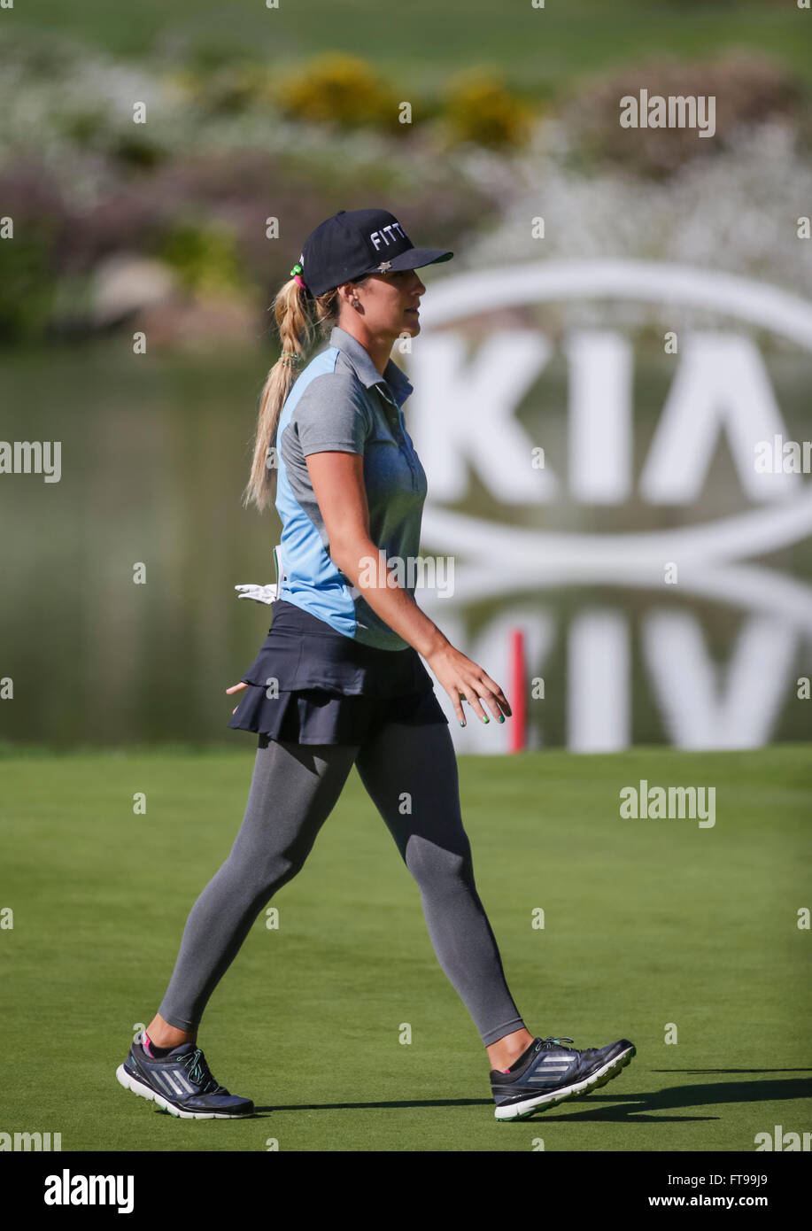 Carlsbad, California, USA. 25th Mar, 2016. Jaye Marie Green walks off the 16th green during the second round of the Kia Classic at Aviara Golf Club in Carlsbad, California. Justin Cooper/CSM/Alamy Live News Stock Photo