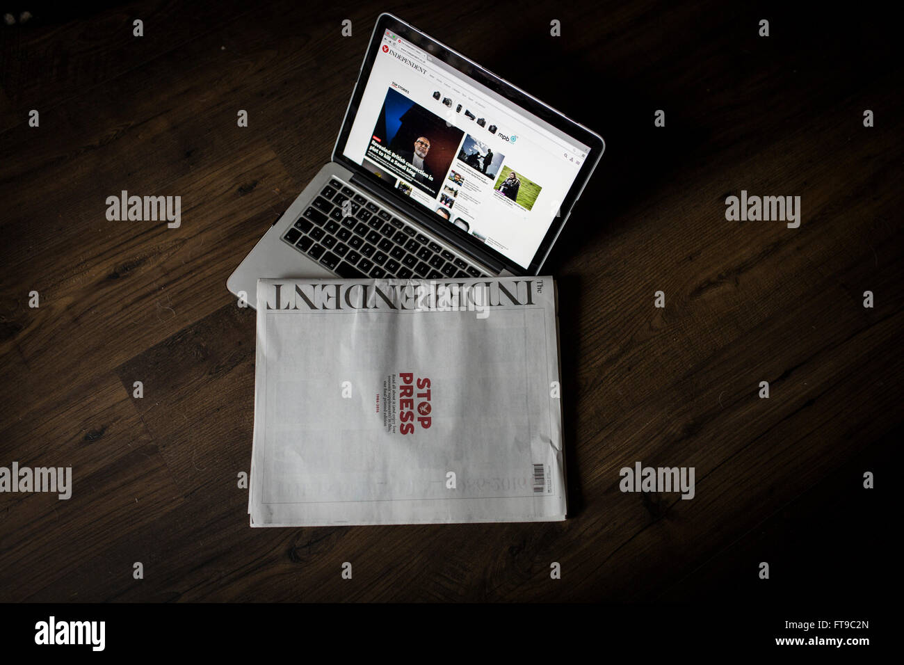 The last edition of the print version of the Independent Newspaper went on sale today (Saturday 26/3/16). A copy of the paper Stock Photo