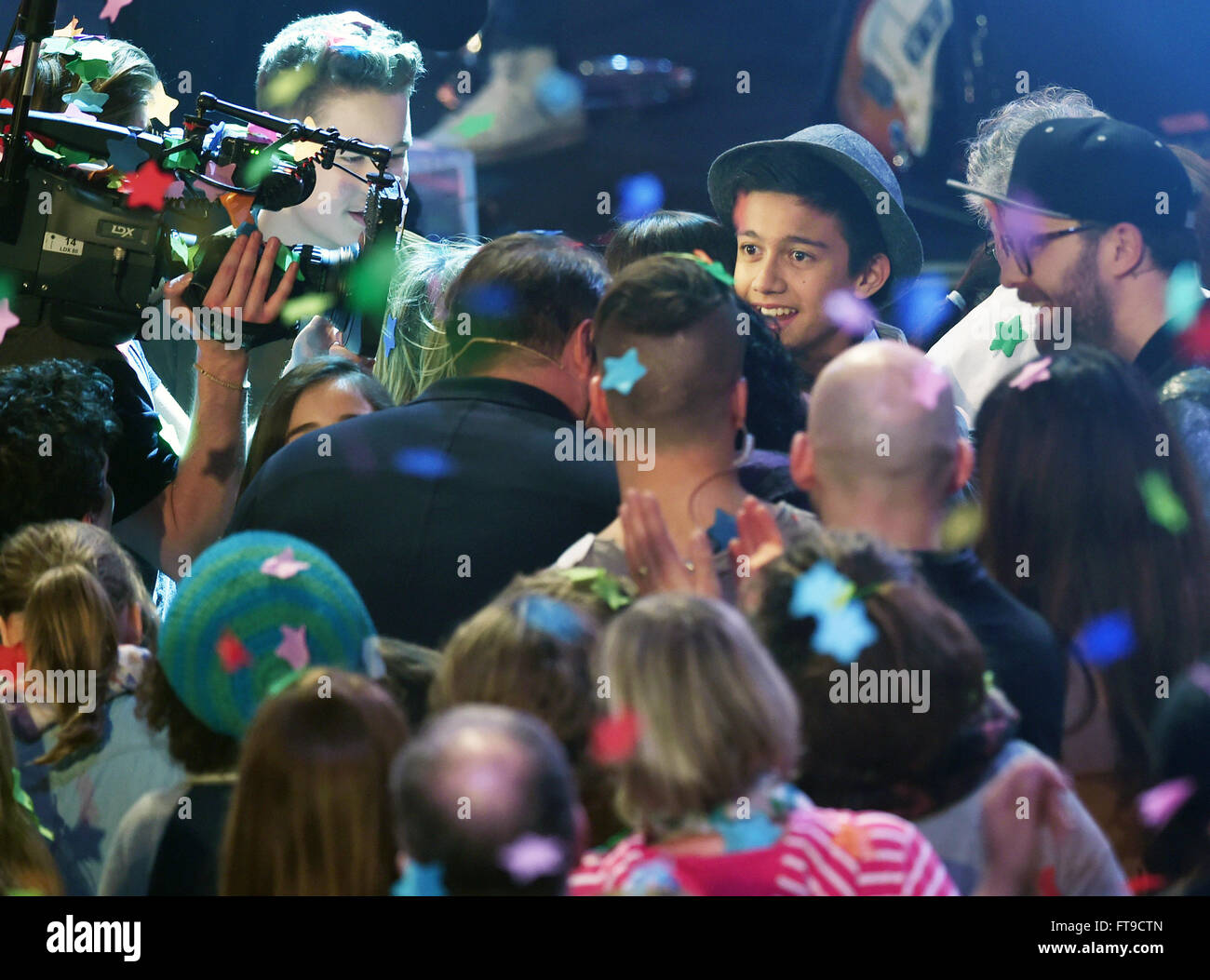 Berlin, Germany. 25th Mar, 2016. Lukas, the winner of Voice Kids, after