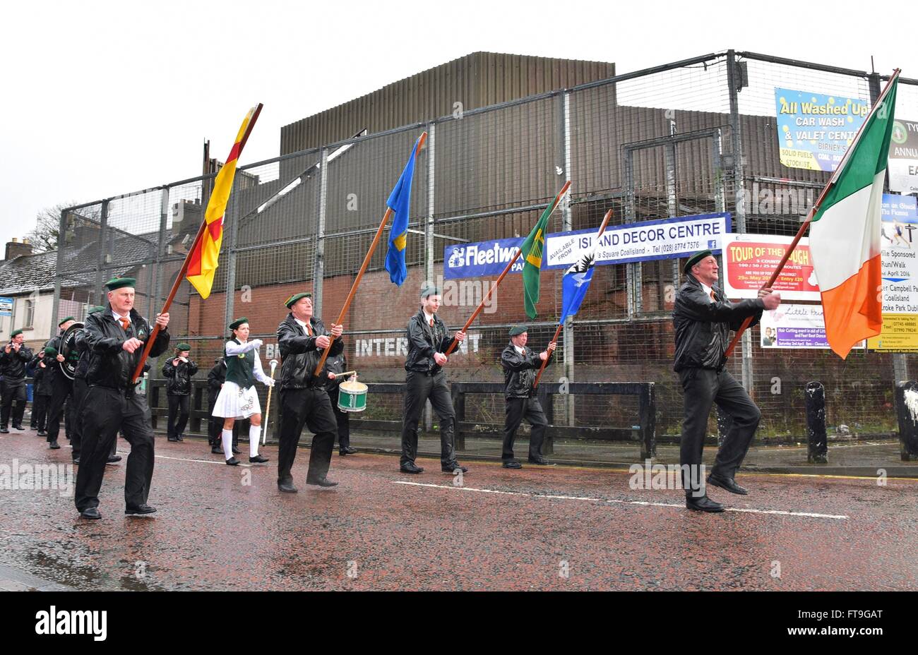 Coalisland, County Tyrone, Northern Ireland. 26th Mar, 2016. An Easter Rising Commemoration and Dedication Parade taking place in Coalisland, County Tyrone Organised by the Sinn Féin Party Credit: Mark Winter/Alamy Live News Stock Photo