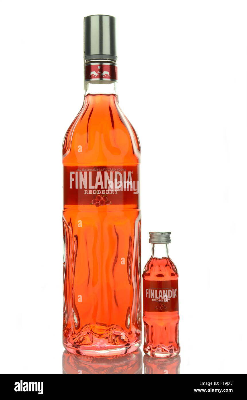 Finlandia redberry vodka isolated on white Stock Photo - Alamy