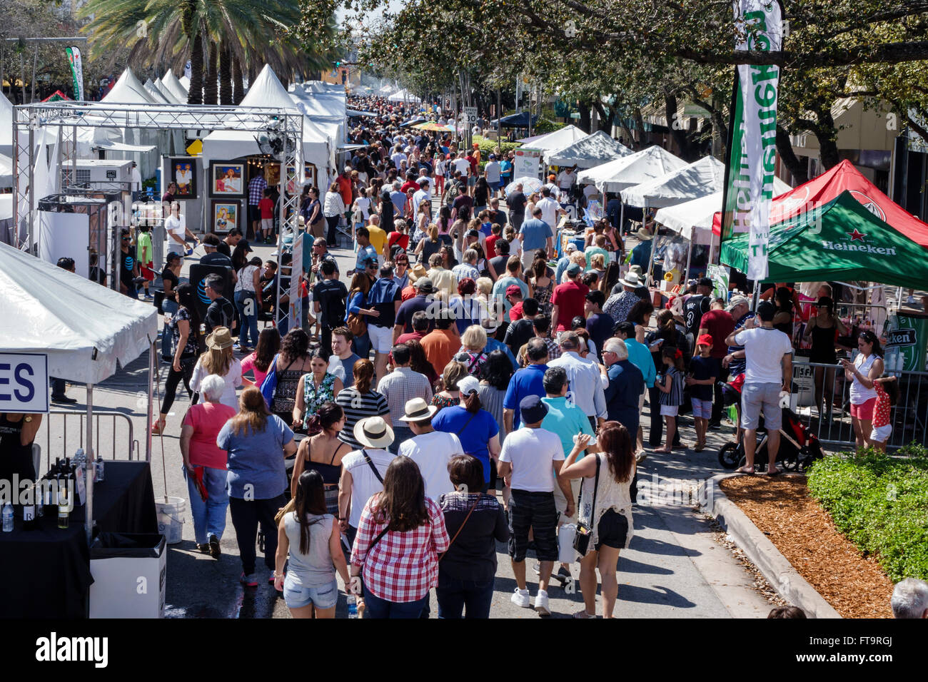 Miami Florida,Coral Gables,Carnaval Carnival Miracle Mile,street festival,annual celebration,Hispanic crowd,families,vendors,booths,stalls,FL160306022 Stock Photo