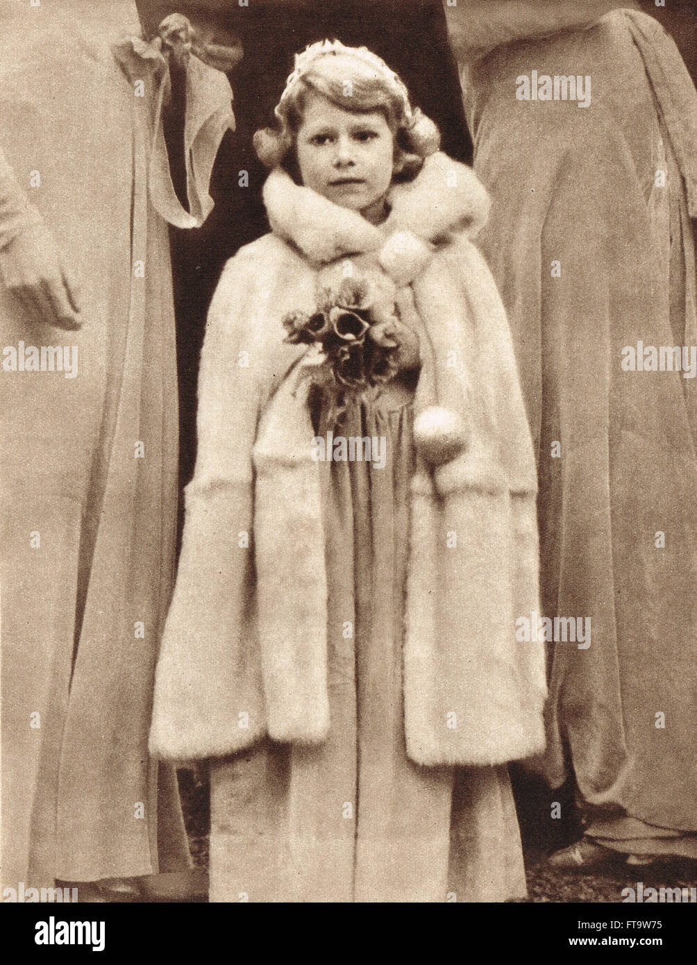 The future Queen Elizabeth II aged 5 as a Bridesmaid in 1931 Stock Photo