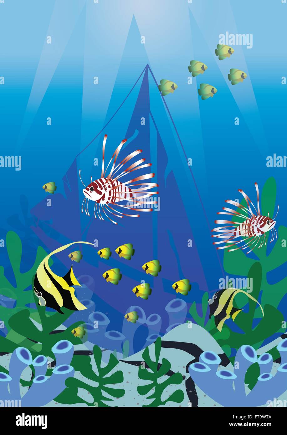 Ocean world under the sea illustrations Stock Vector